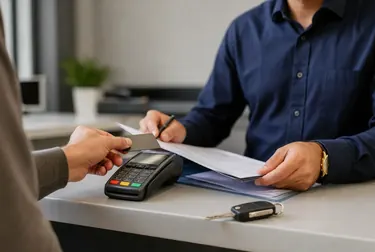 Cliente realizando pagamento de débitos de veículo com despachante.